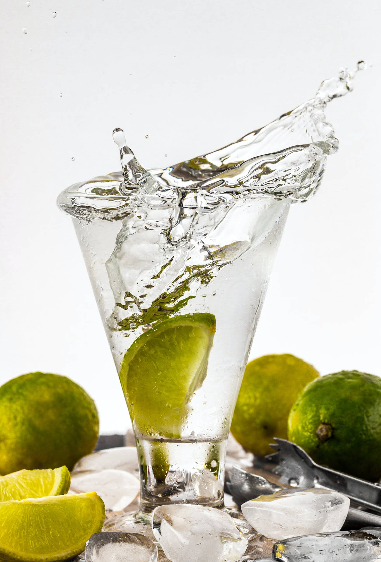 Glass Of Cool Water With Lime Wallpaper