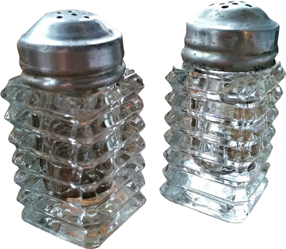 Glass Salt Shakers Vintage Design PNG