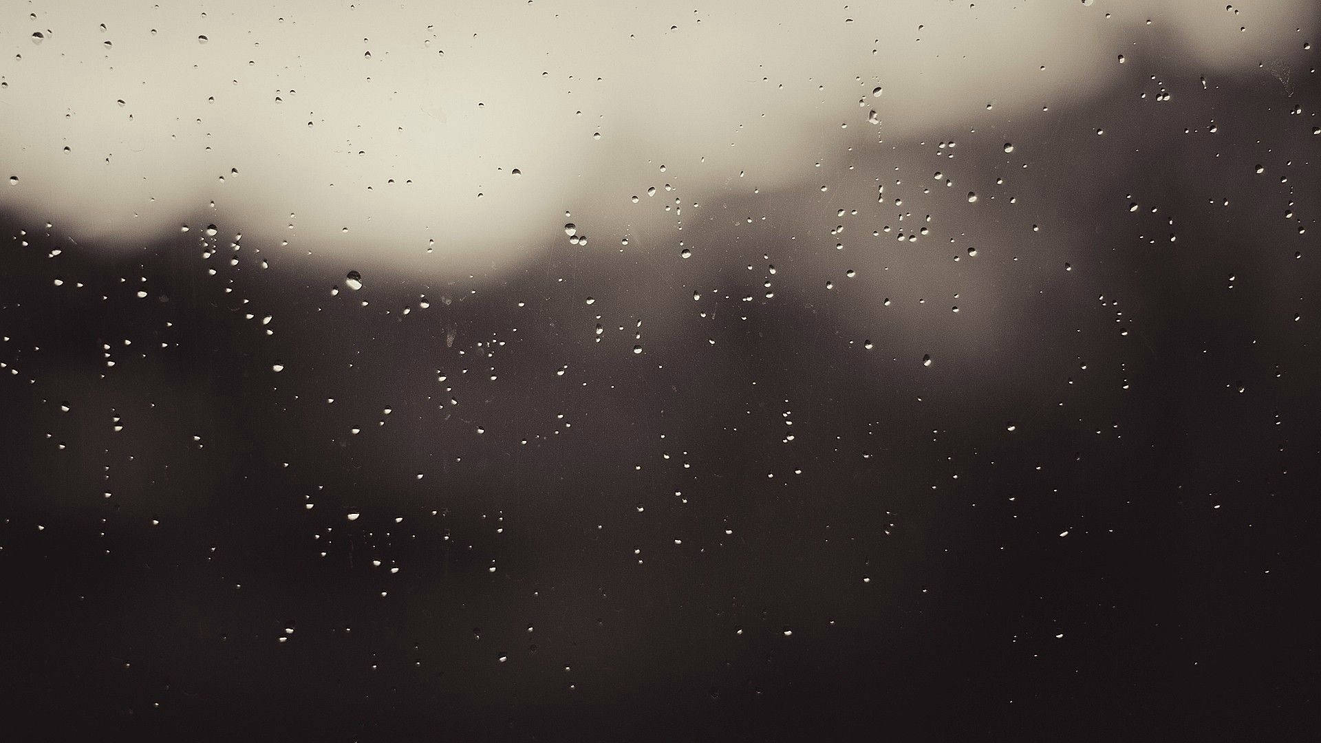 Glass Window Raindrops Dark Gray
