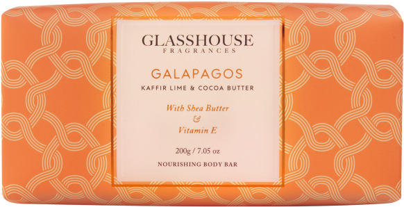 Glasshouse Fragrances Galapagos Kaffir Lime Cocoa Butter Soap Bar PNG