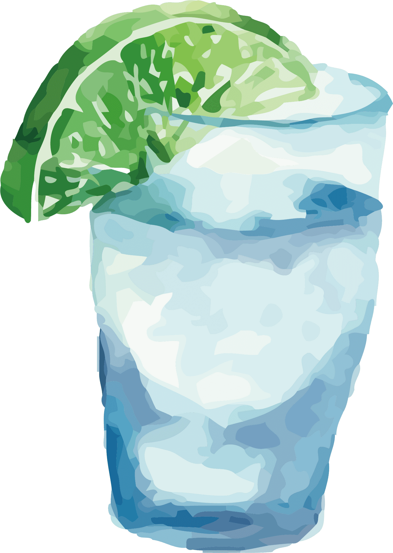 Glassof Waterwith Lime Vector Illustration PNG