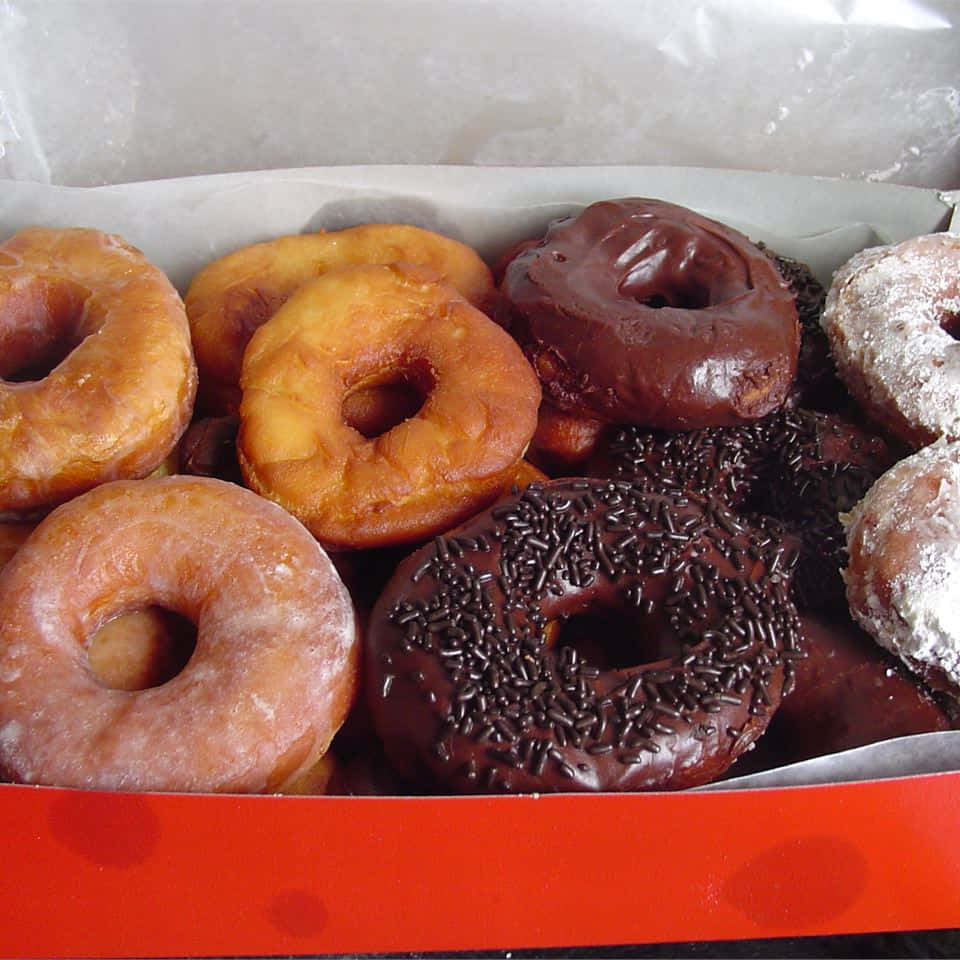 "Enjoy the sweetness of a glazed donut!" Wallpaper