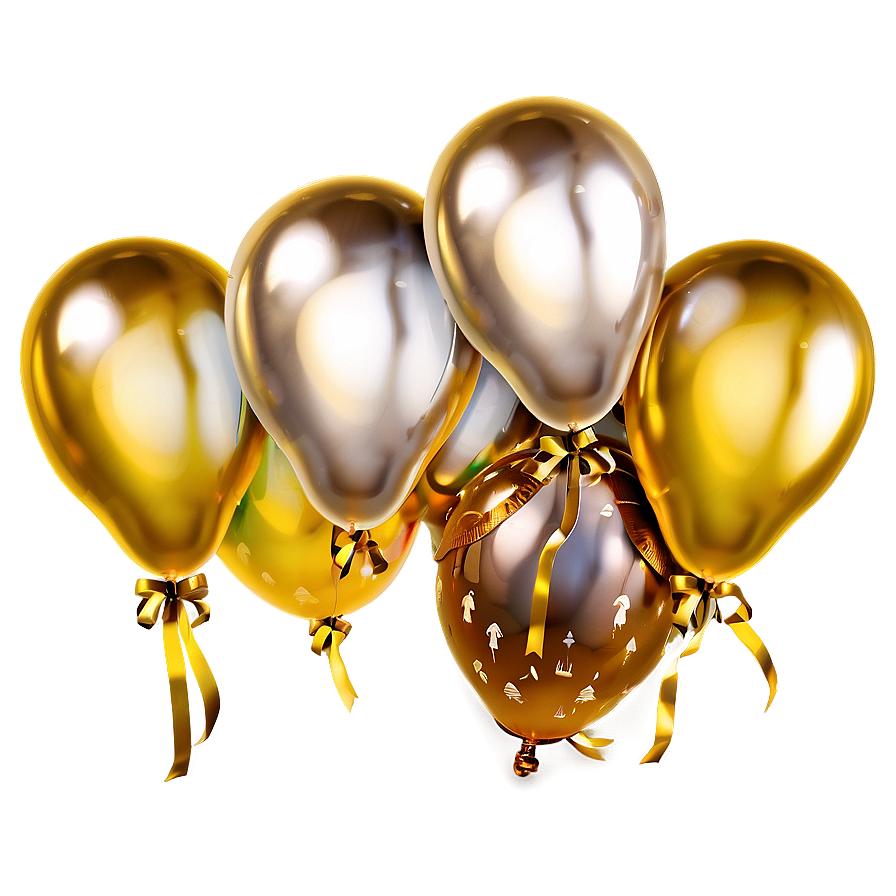 Gleaming Gold Balloons Png 05252024 PNG
