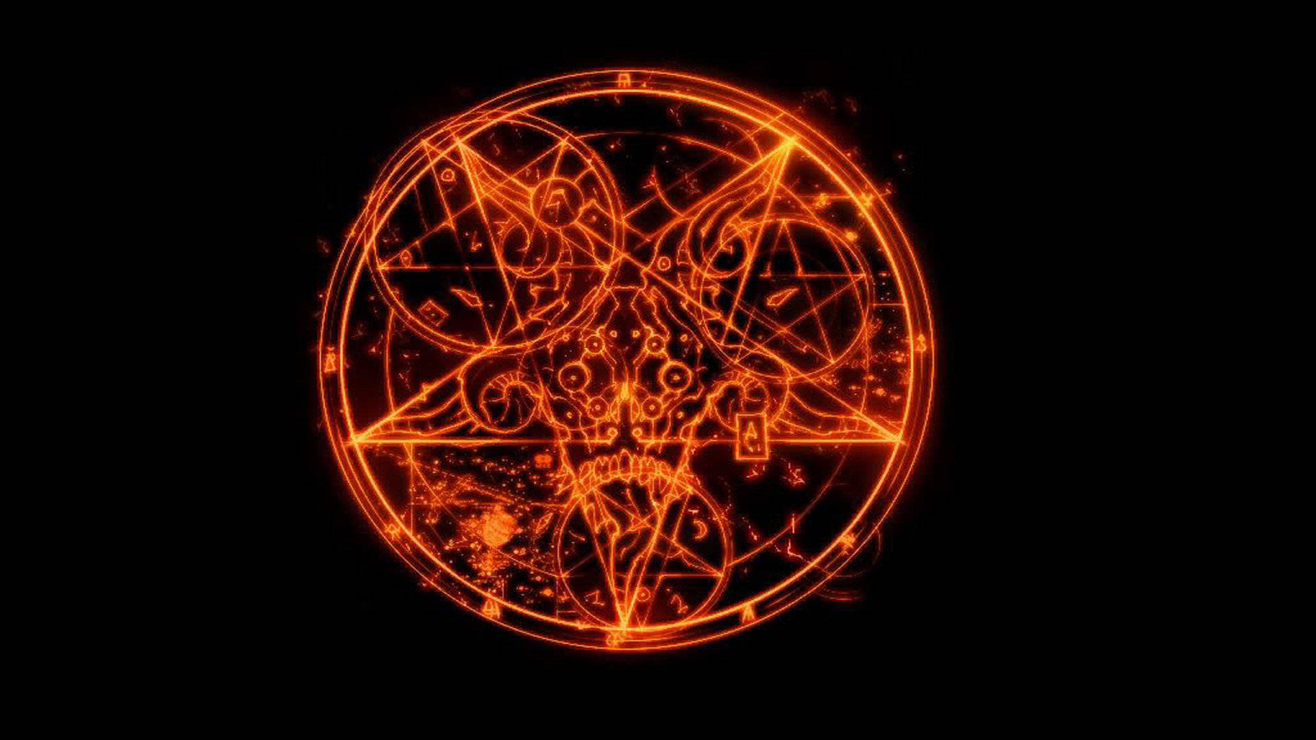 Gleaming Orange Satanic Symbol Wallpaper