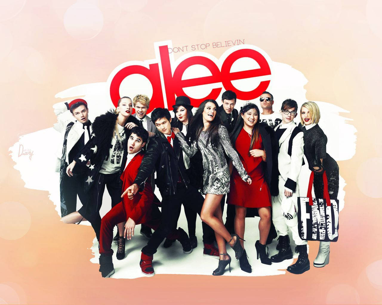 Medlemmarav Glee Cast I Vogue Illustration. Wallpaper
