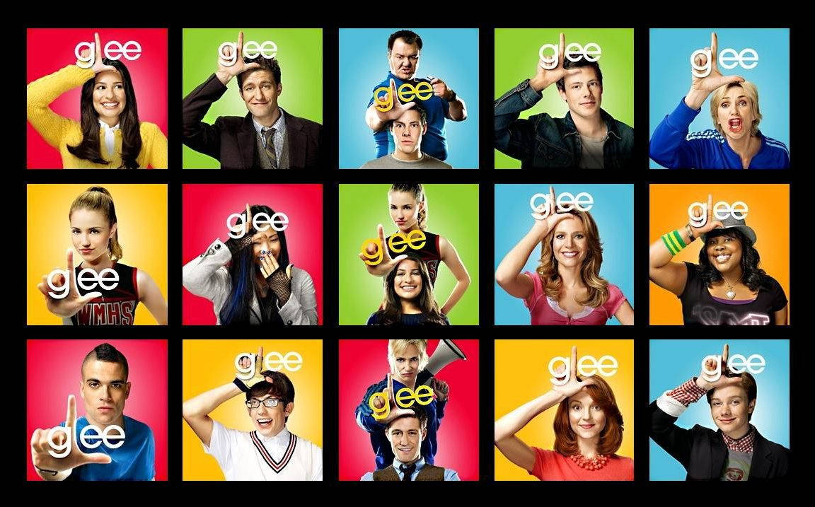 Glee Cast Members Photo Collage Wallpaper
