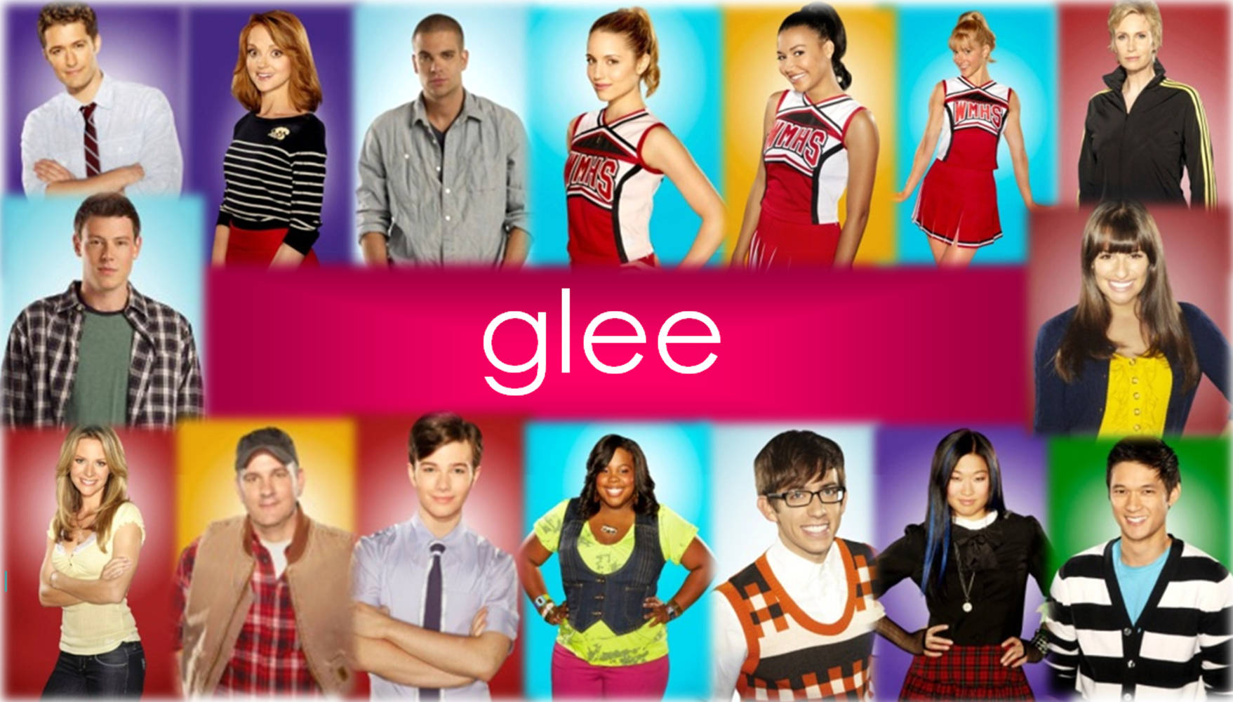 Glee Cast Members Portaits Season Two Wallpaper