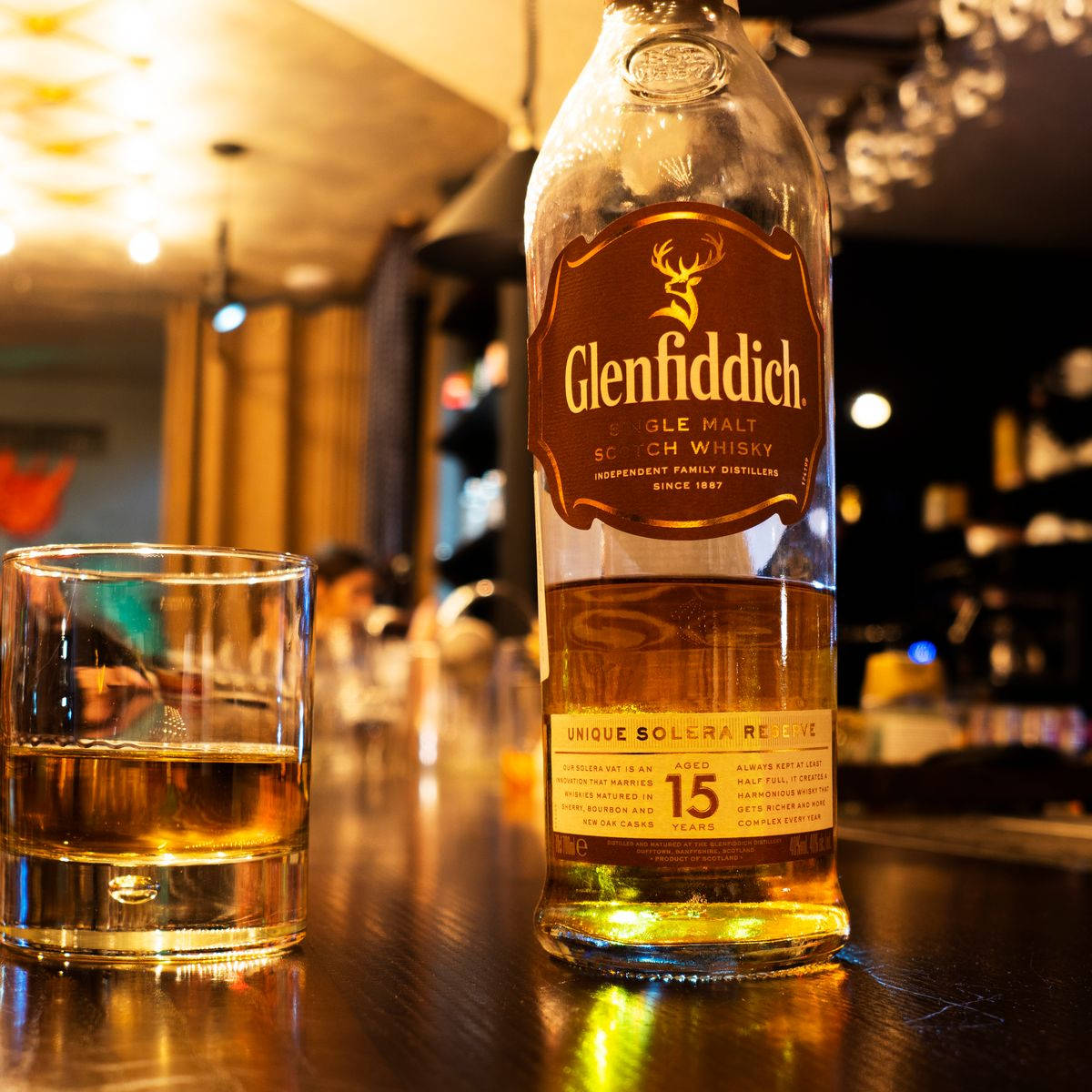 Glenfiddich 15 Year Whisky On Bar Countertop Picture