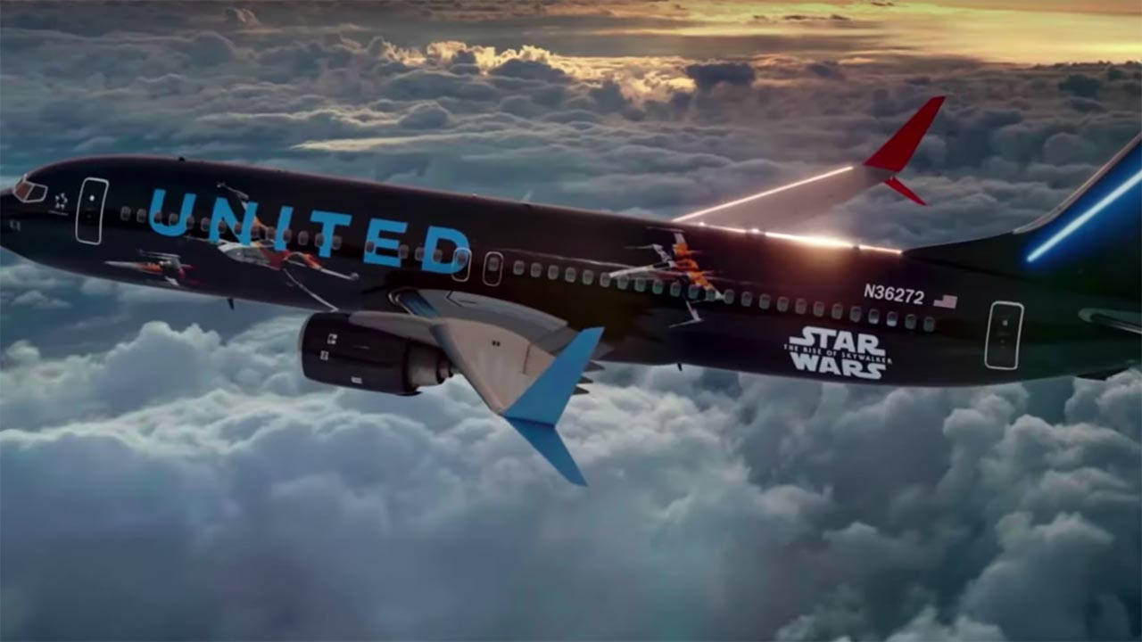 Aviónen Vuelo De United Airlines En Color Negro Fondo de pantalla