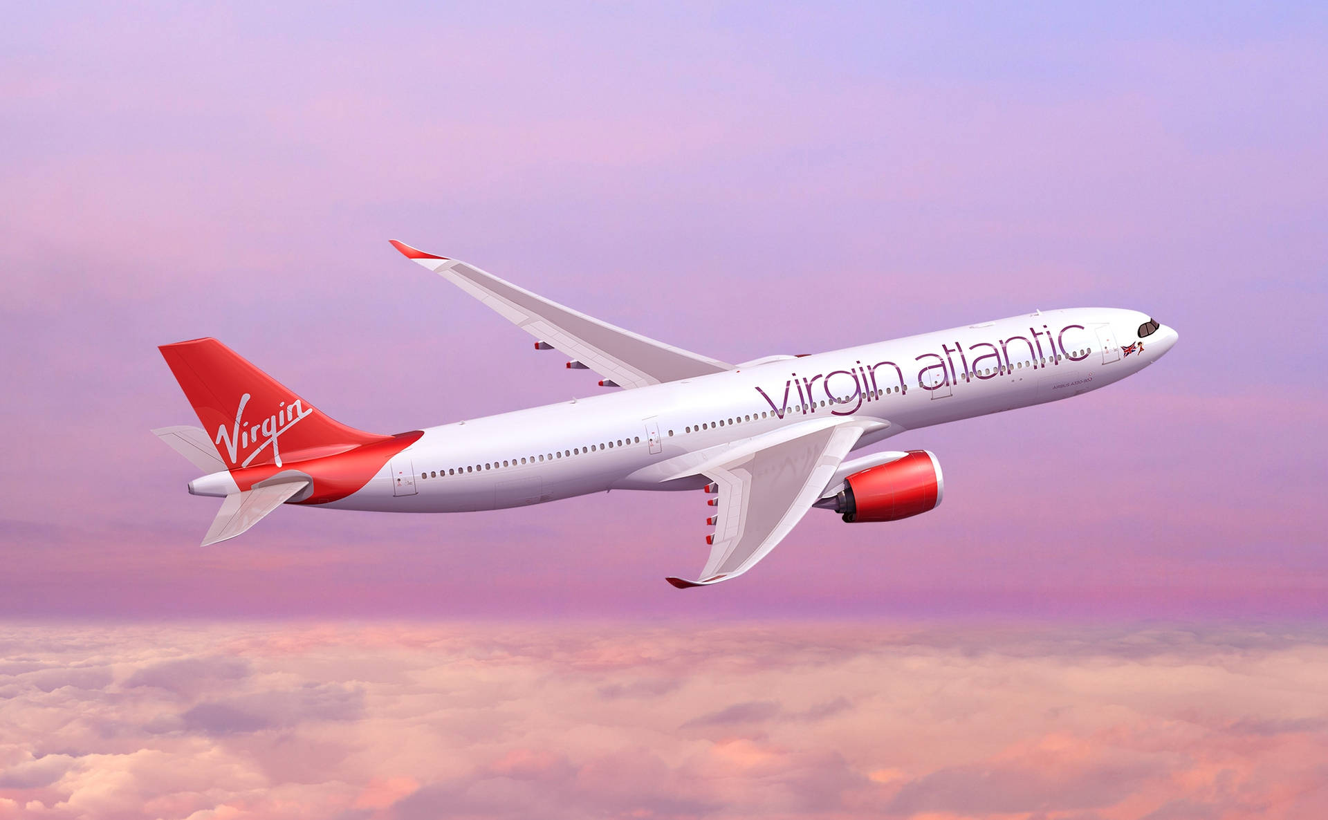 Schwebendesflugzeug Von Virgin Atlantic Wallpaper