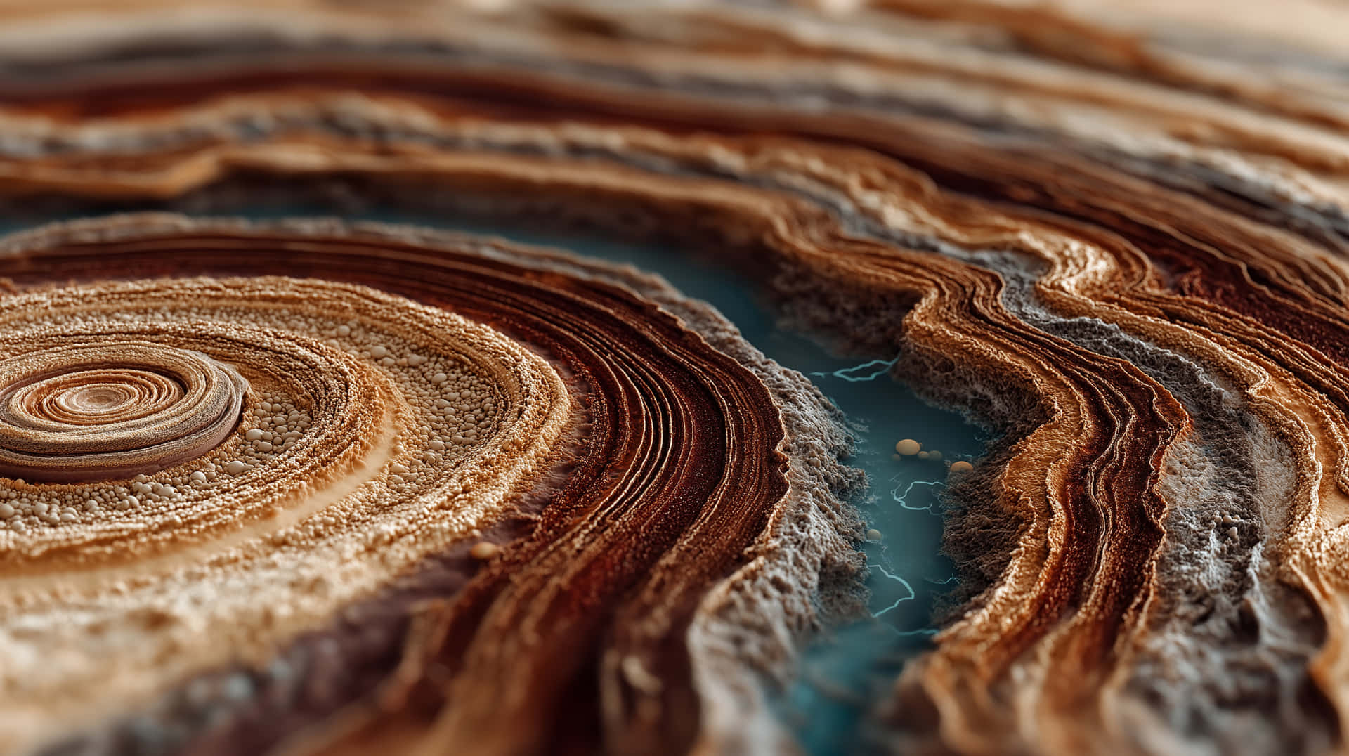 Glimmering View Of Jupiter's Swirling Storms From Orbit Wallpaper