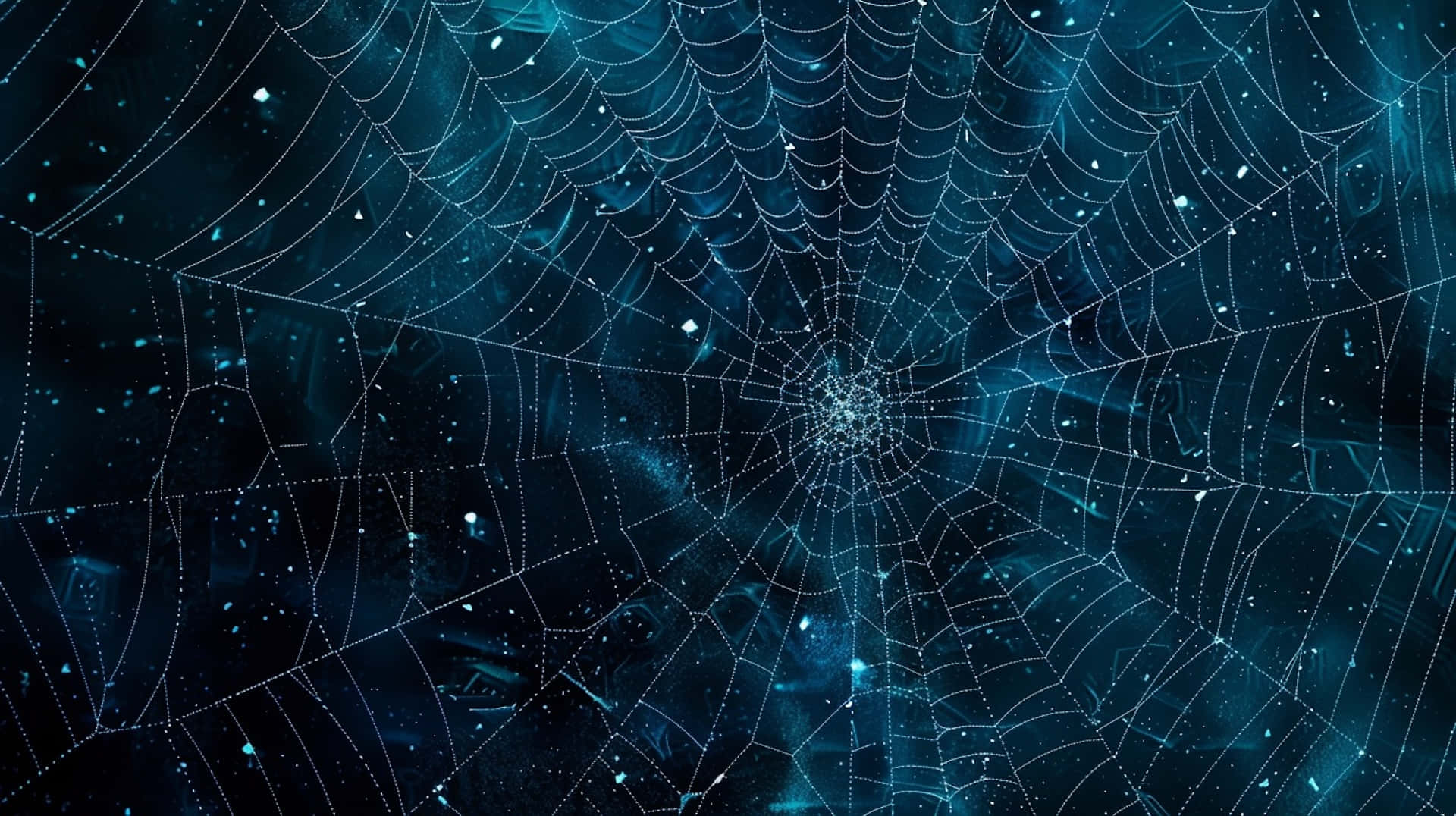 Glistening Spider Web Night Sky Wallpaper