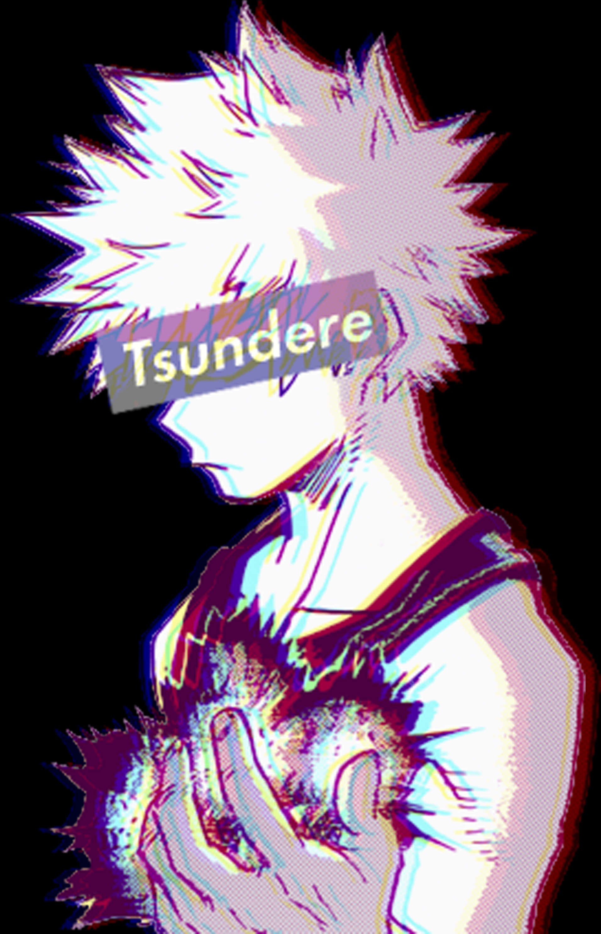 Glitch Art Bakugou Tsundere PNG