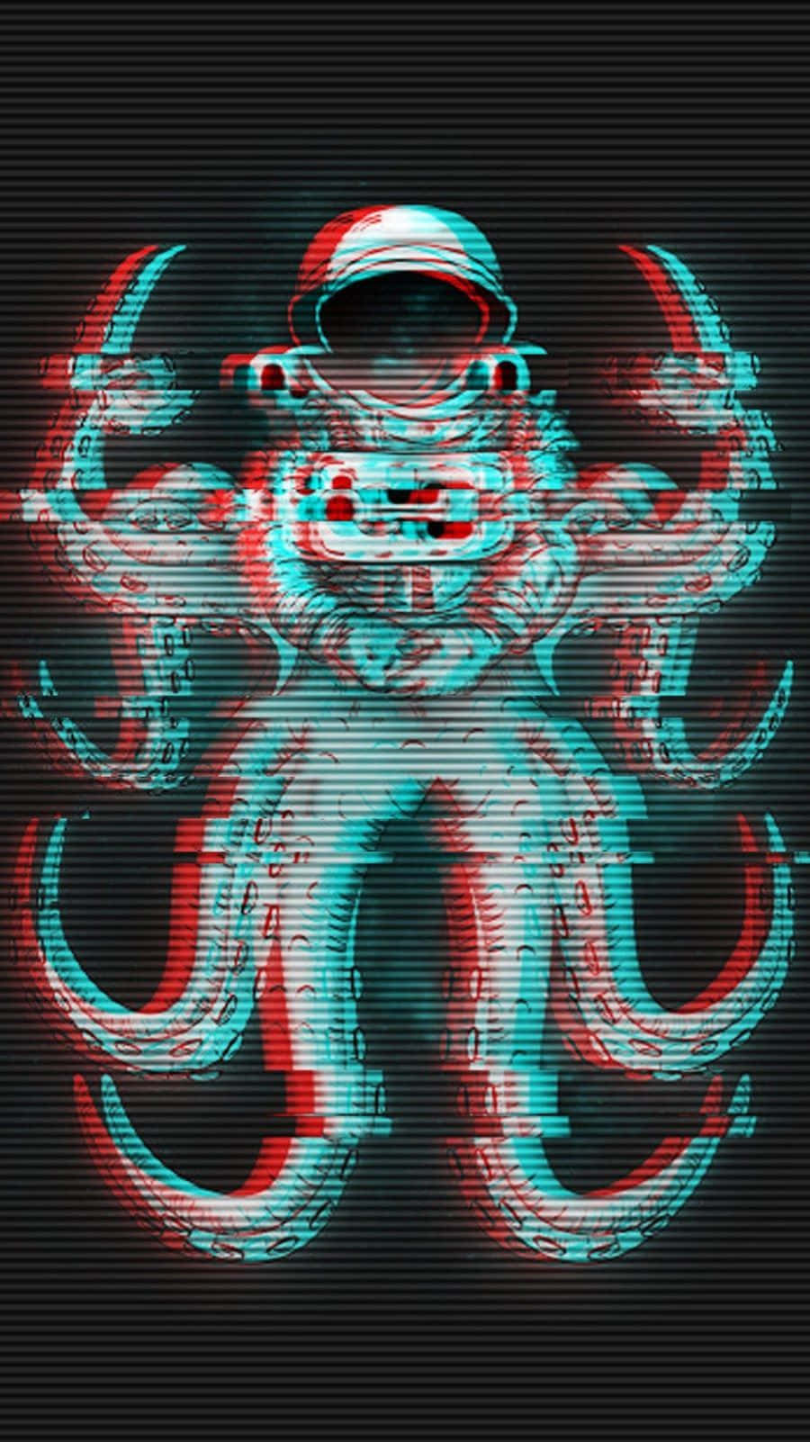 Glitch Astronaut Octopus Aesthetic.jpg Wallpaper