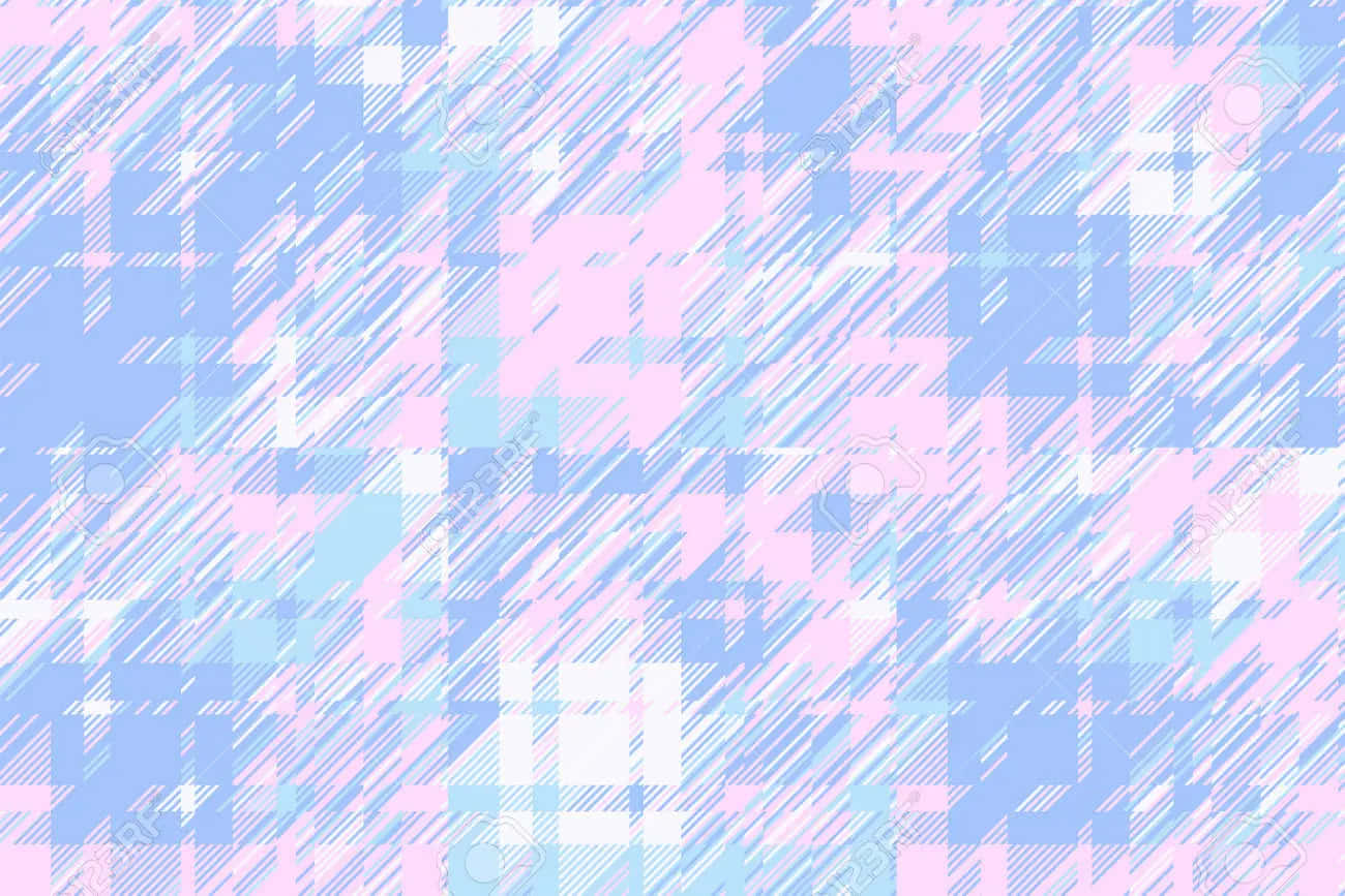 Glitch Effect Checkered Light Blue Pink Wallpaper