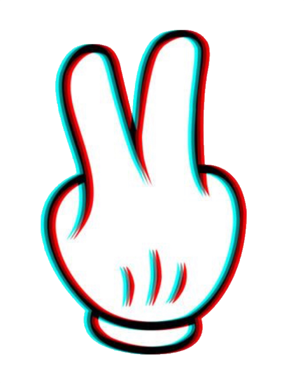 Glitch Effect Peace Hand Sign PNG