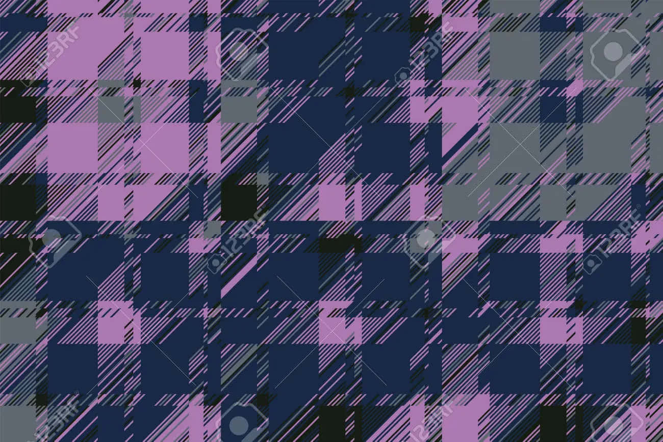 Efectode Falla En Color Azul Oscuro Y Violeta A Cuadros. Fondo de pantalla