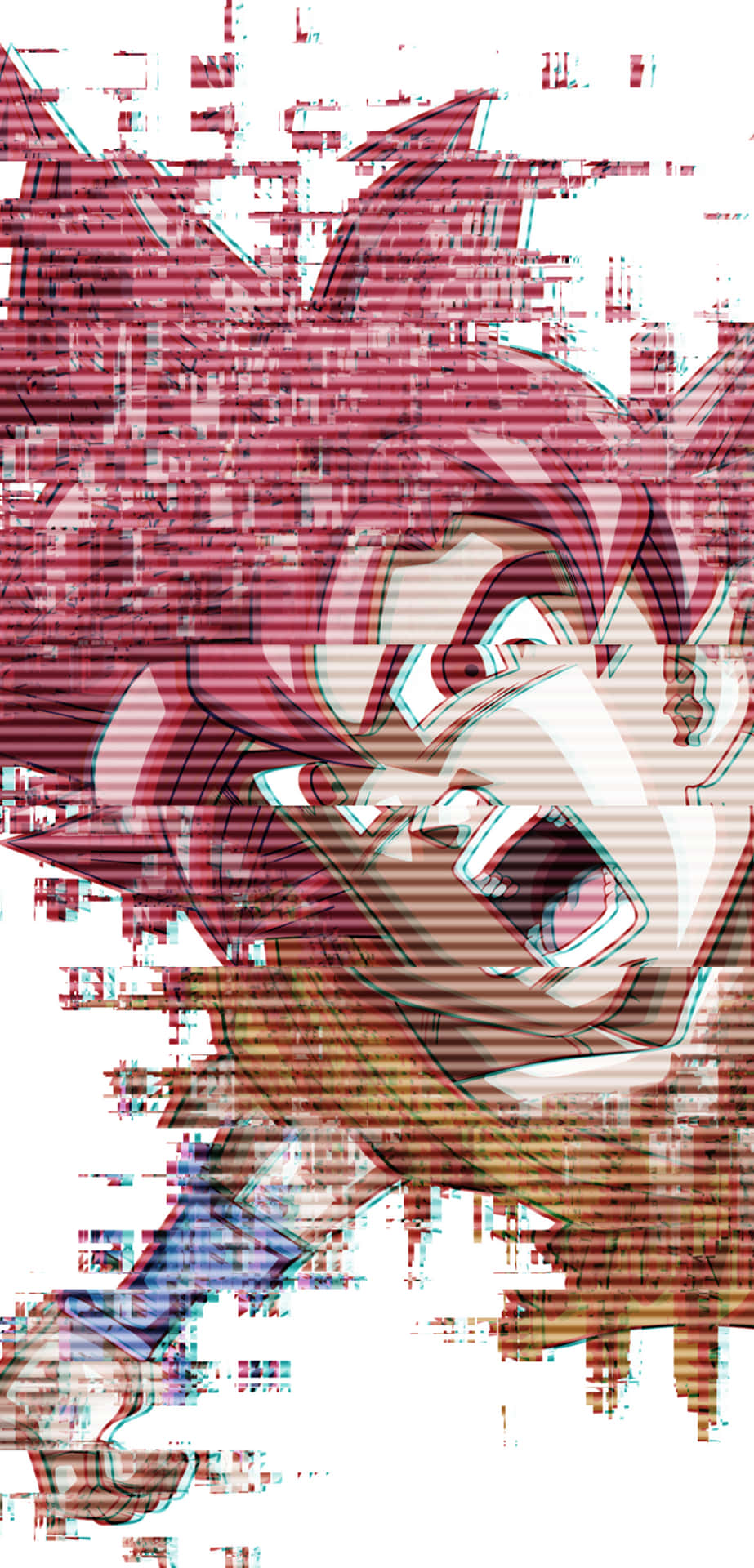 Glitcheffekt Rödhårig Goku. Wallpaper