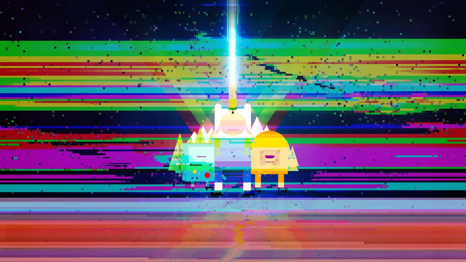 Glitcheffekt Par I Synergi Från Adventure Time. Wallpaper