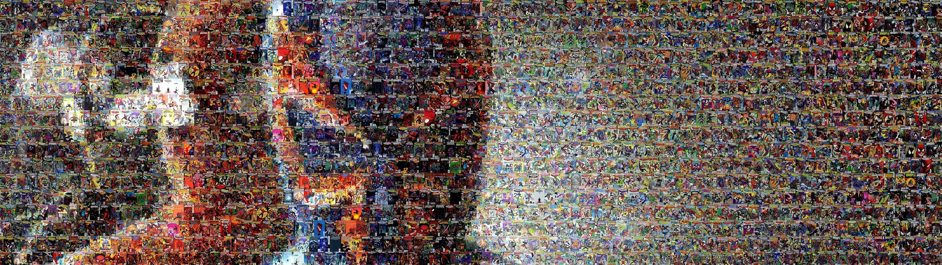 Glitch Mosaic Of Superheroes Wallpaper