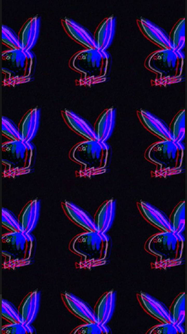 Glitch Playboy Logo Pattern Wallpaper