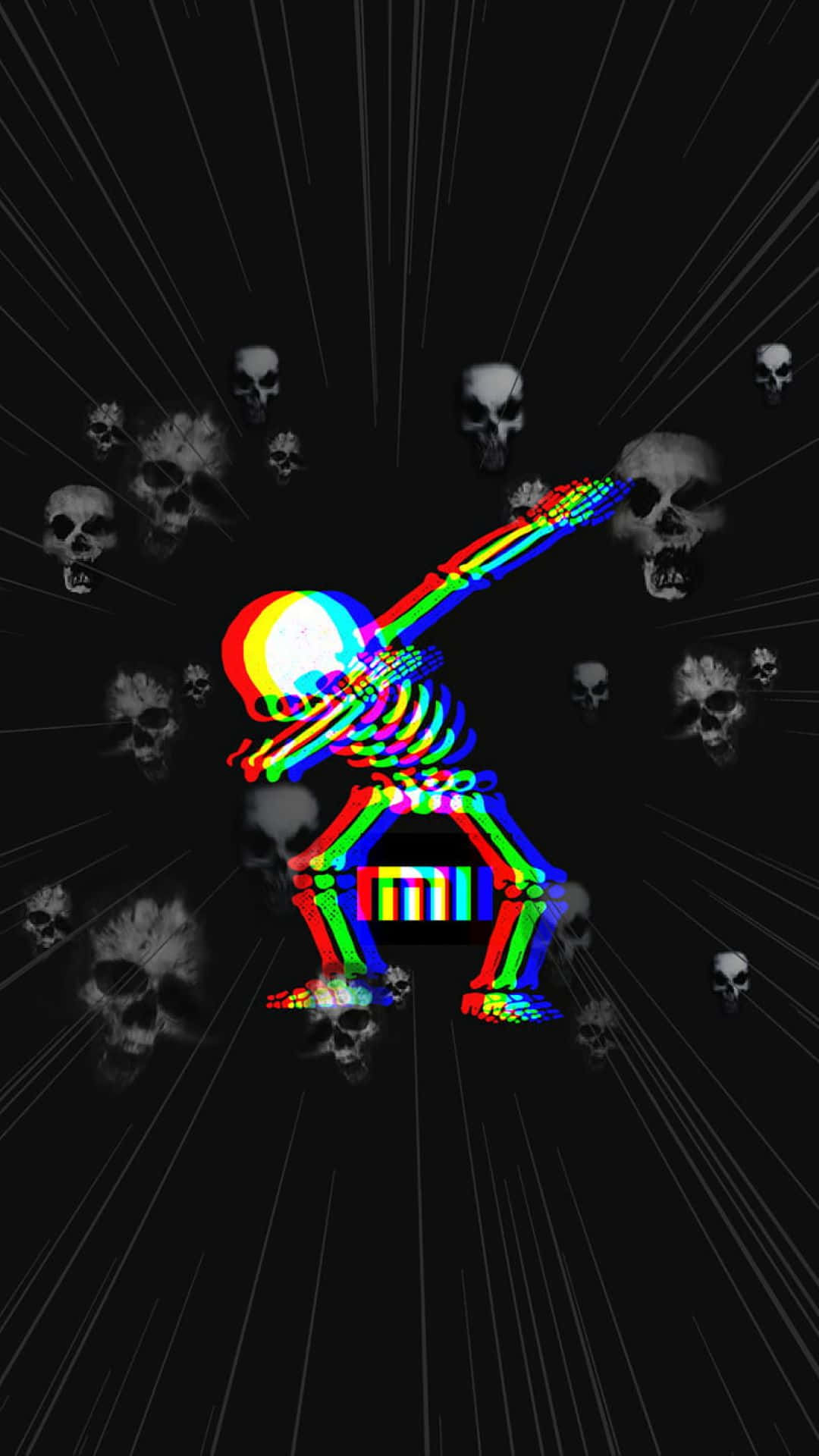 Glitch_ Skull_ Rainbow_ Aesthetic Wallpaper