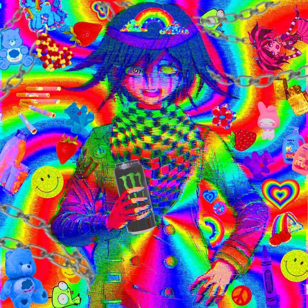 Unaimpresión Artística Colorida De Una Chica Con Un Sombrero Y Una Botella