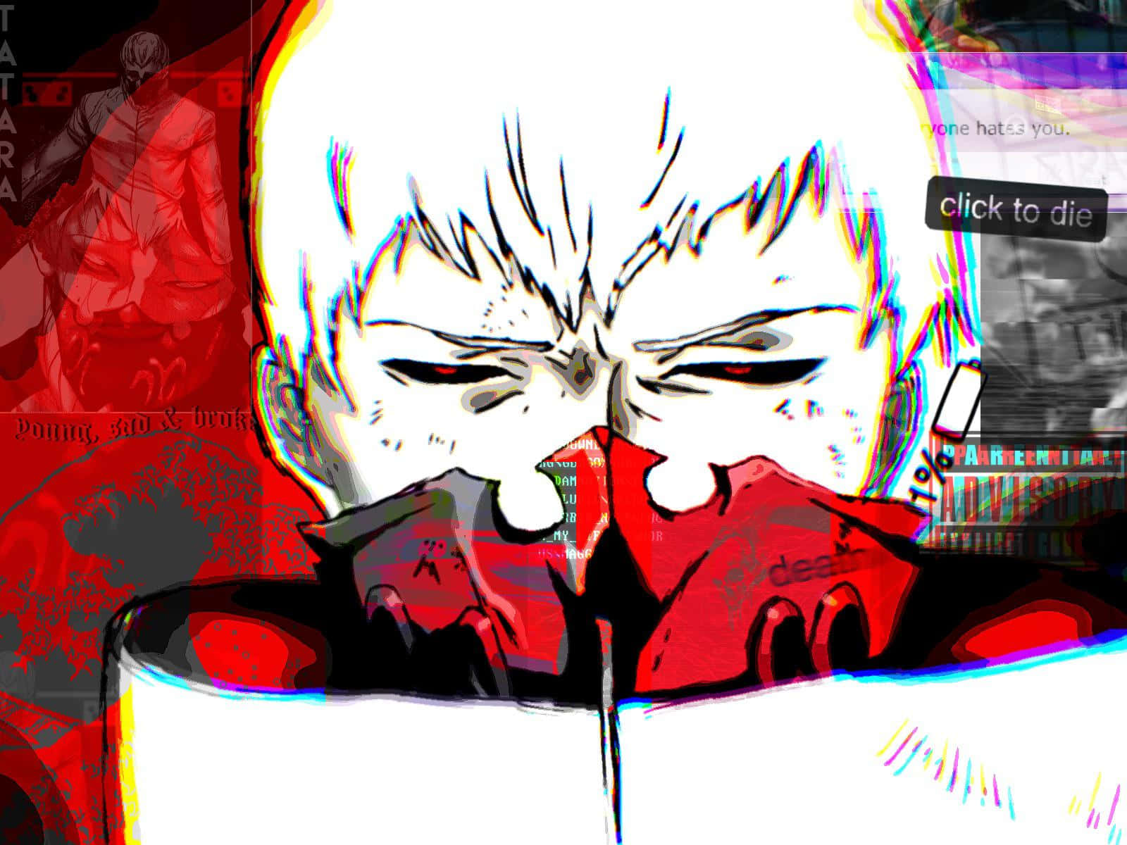 Glitched Anime Personage Kunst Achtergrond