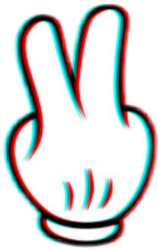 Glitched Hand Peace Sign PNG