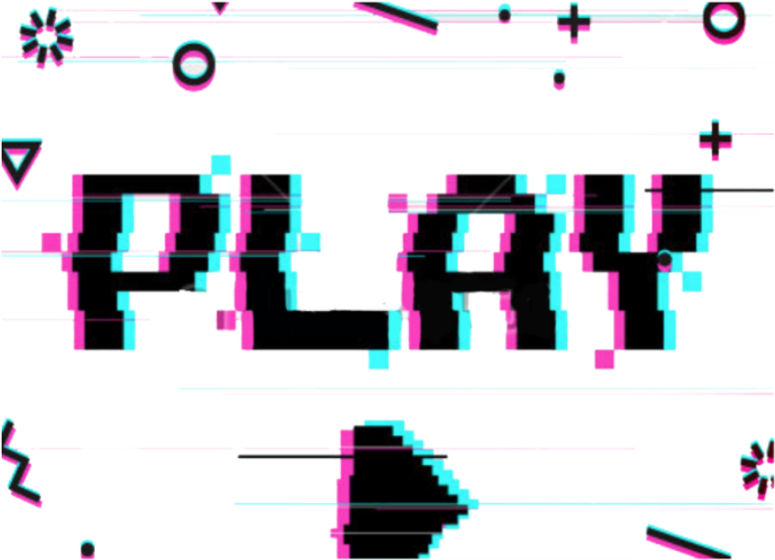 Glitched Play Graphic PNG