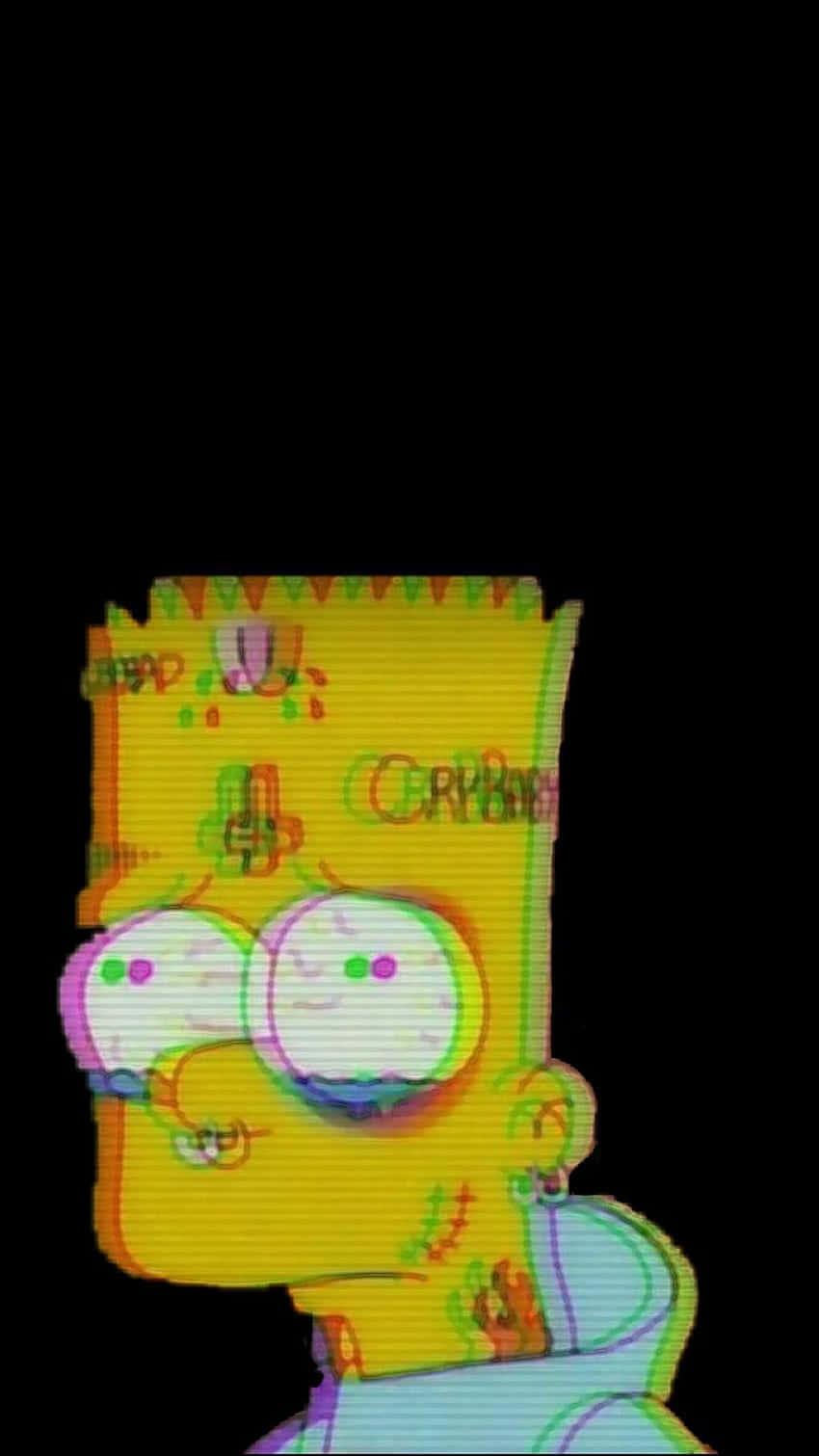 Glitched Sad Cartoon Character Wallpaper