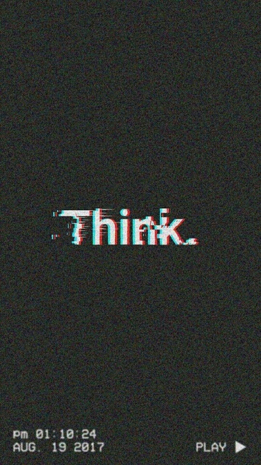 Glitching Think Text For Mind Background Wallpaper