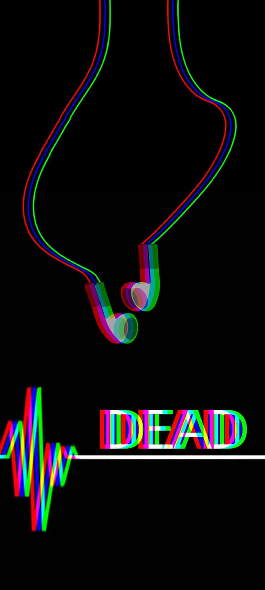 Glitchy_ Earphones_with_ Dead_ Signal_ Aesthetic Wallpaper