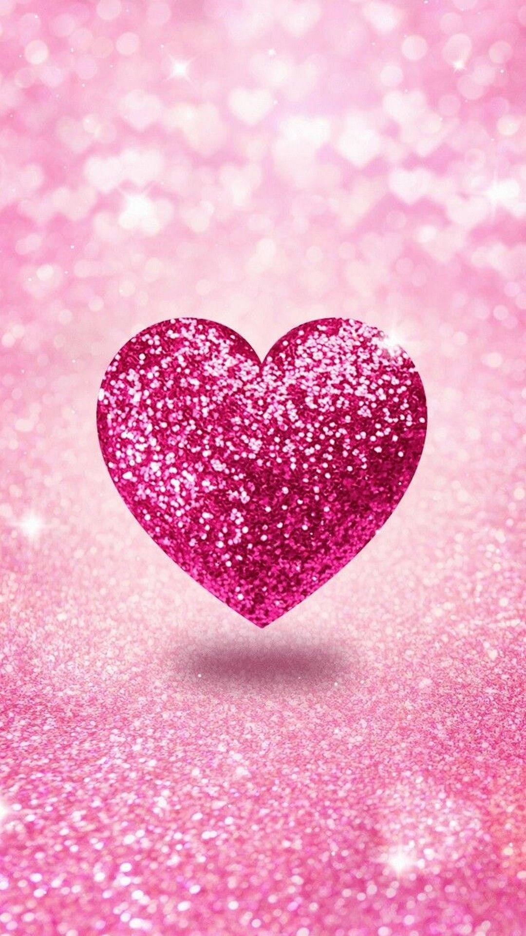 Glitrende Pink Heart Wallpaper
