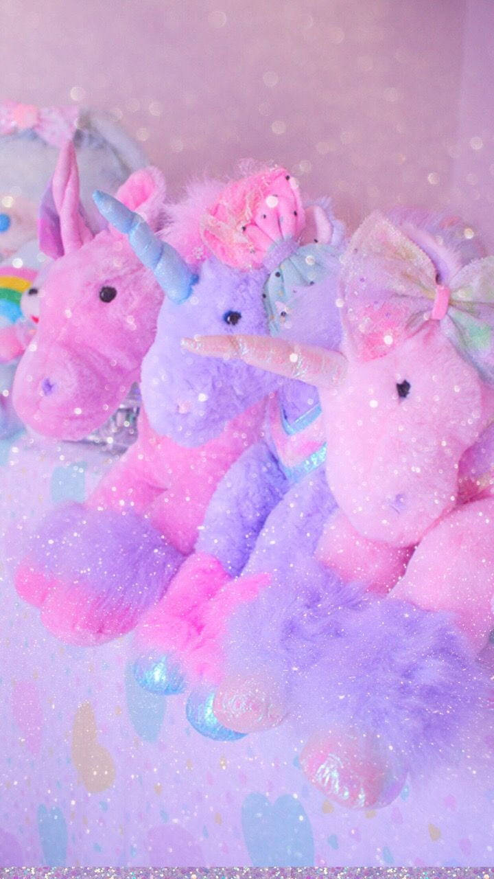 Download Glitter And Unicorns Pastel Toys Wallpaper 