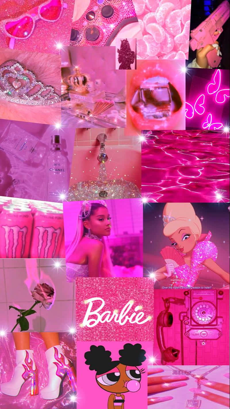 Glitter Barbie Aesthetic Collage Wallpaper