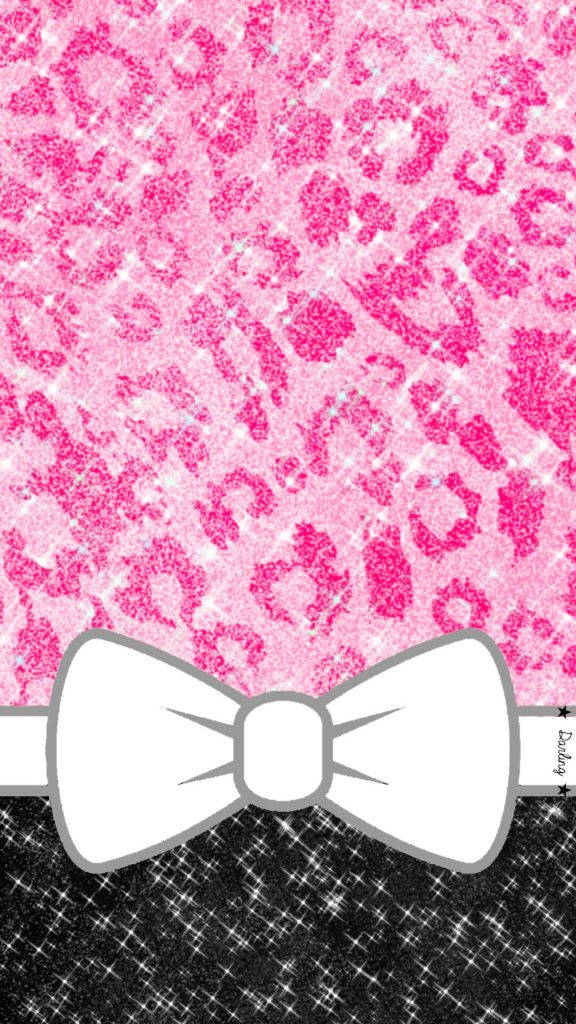 Download Glitter Black And Pink With Bowtie Wallpaper 