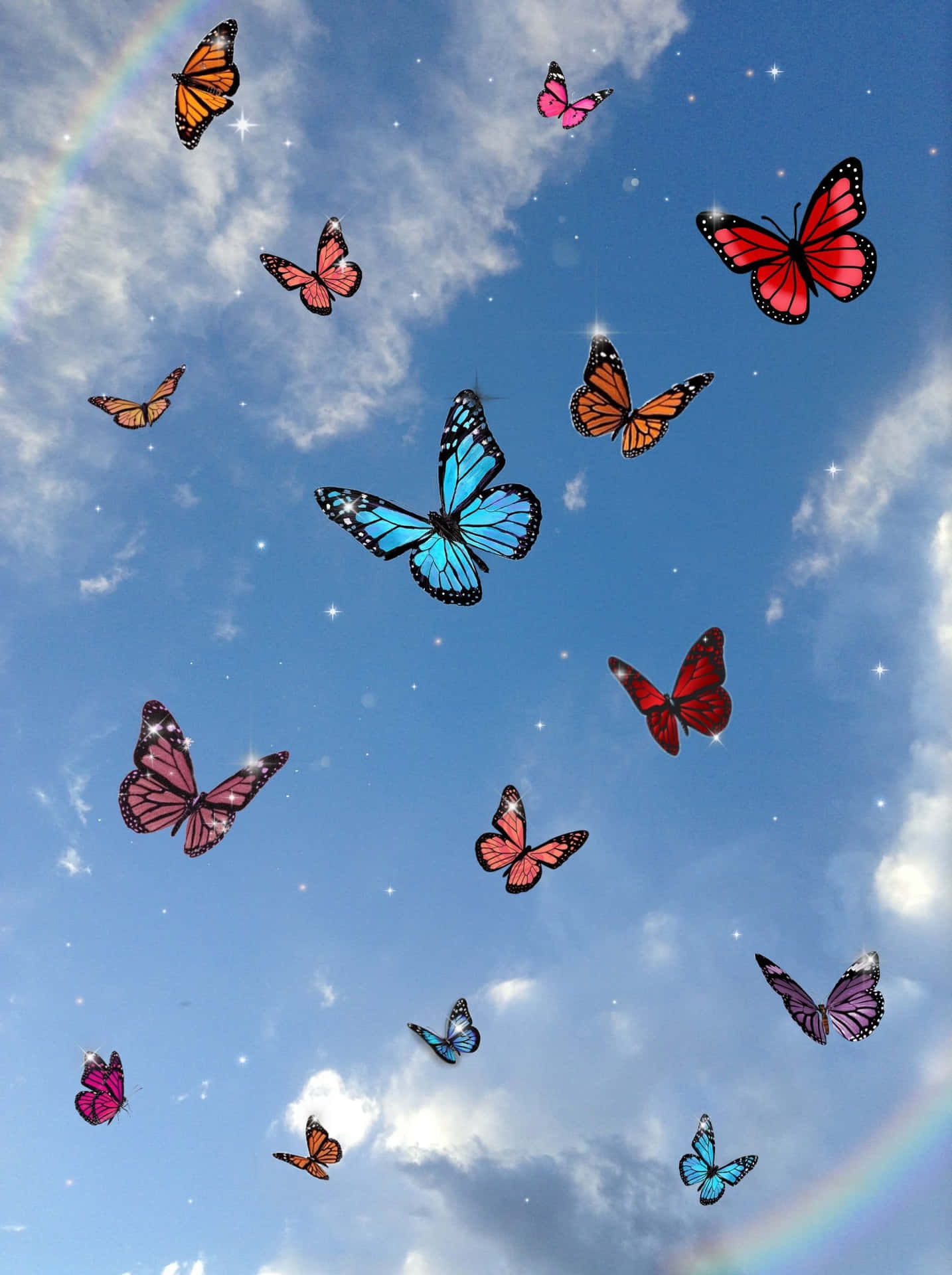 Colorful Glitter Butterfly Wallpaper