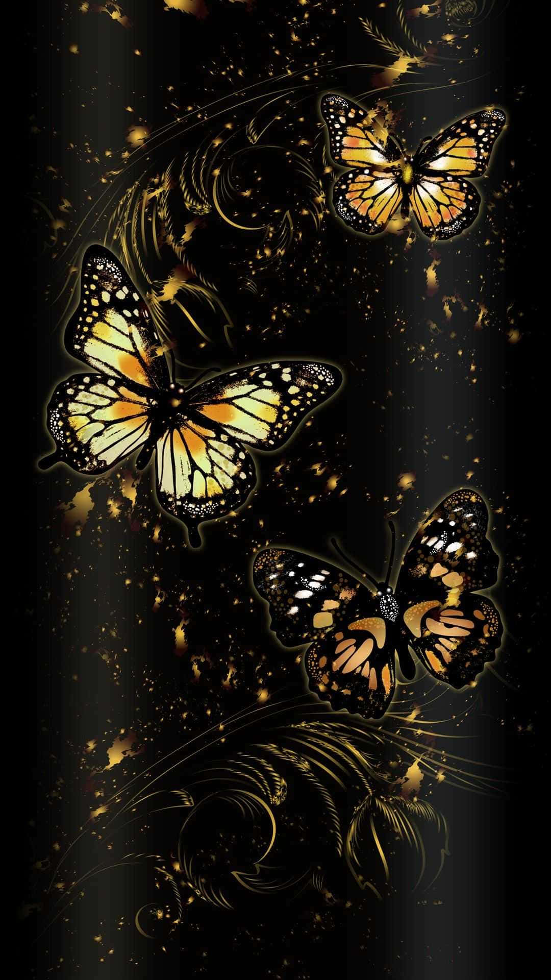 Einfarbenfroher Glitzernder Schmetterling Mit Funkelnden Flügeln Wallpaper