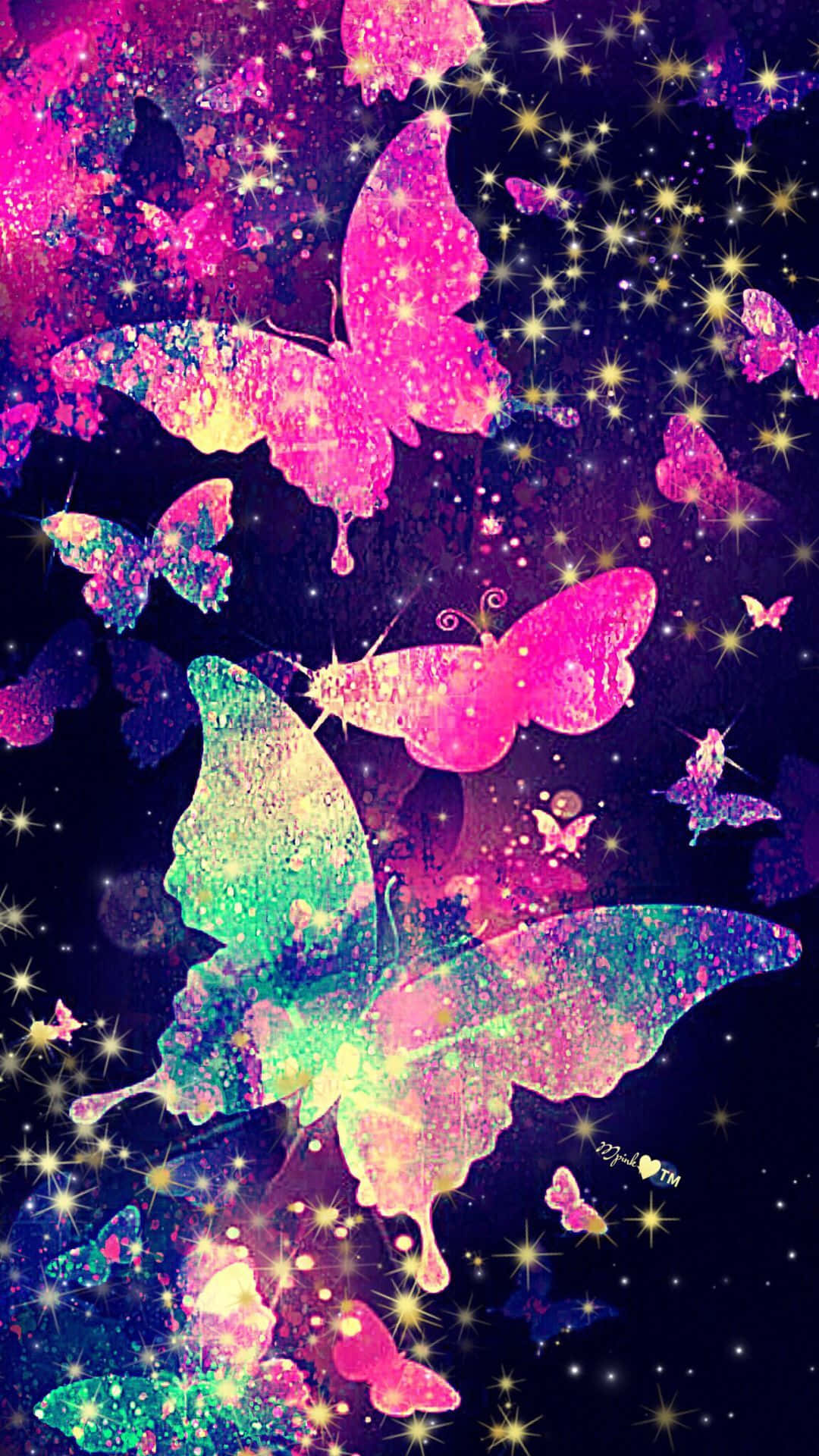 Soar Into the World of Color with a Glitter Butterfly Wallpaper