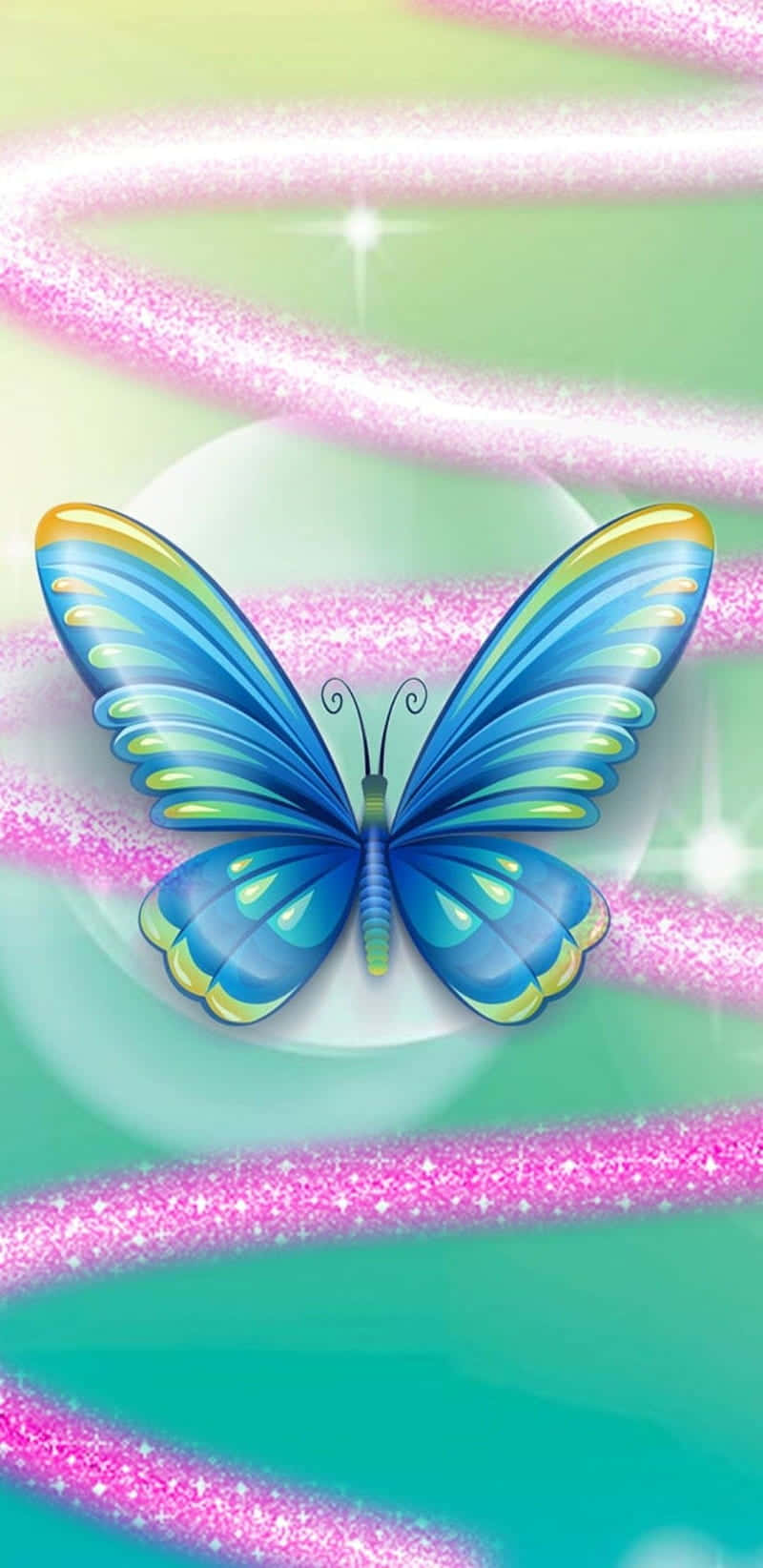 "Sparkling in beauty, the glitter butterfly adds a magical touch to the world around it." Wallpaper