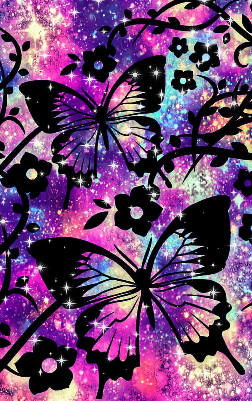 Et smukt glimmeragtigt sommerfuglemønster. Wallpaper