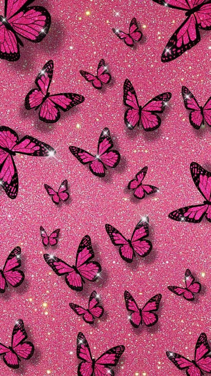 Tilføj noget gnist til dit hjem med et glitter sommerfugle tapet. Wallpaper