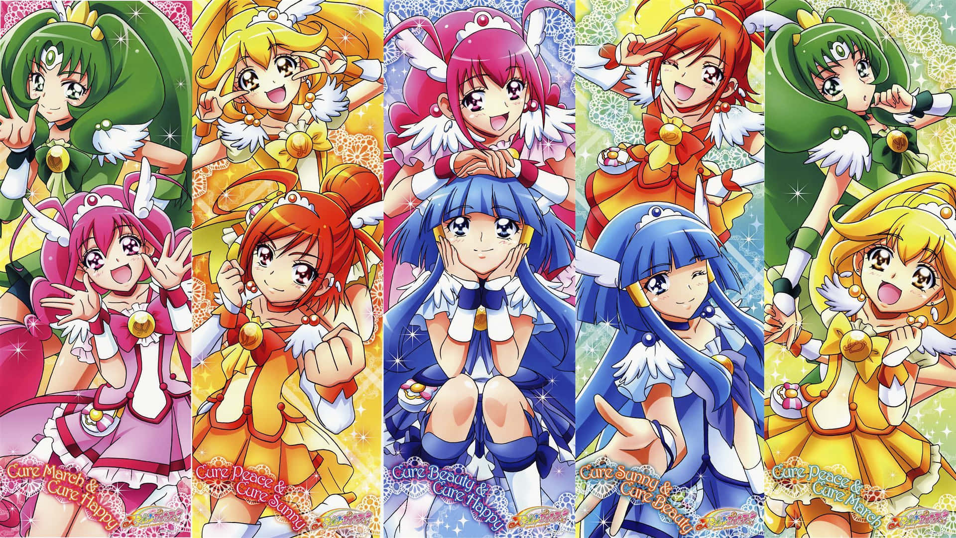 Einegruppe Von Anime-mädchen In Verschiedenen Farben. Wallpaper