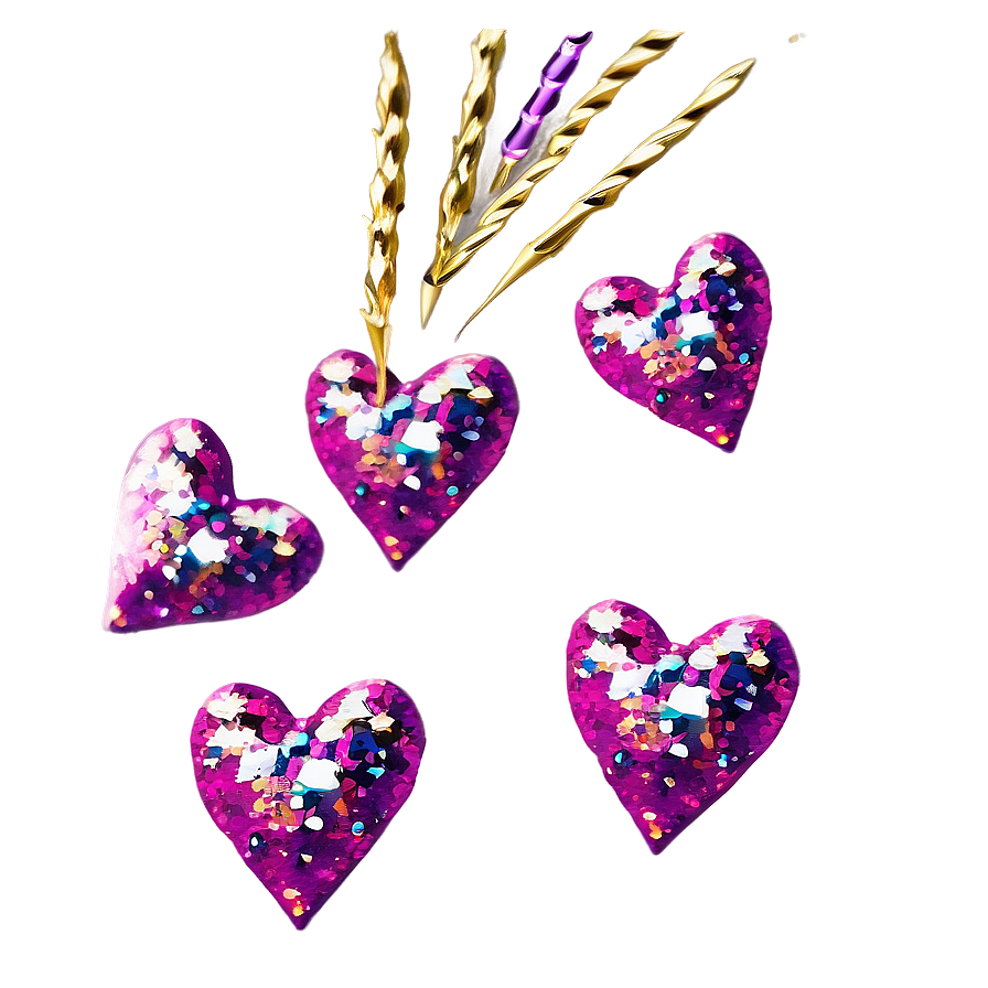 Glitter Heart Confetti Png 06272024 PNG