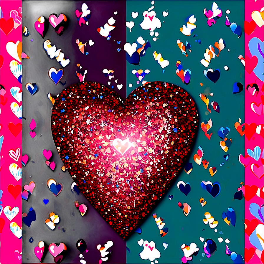 Glitter Heart Pattern Png 19 PNG