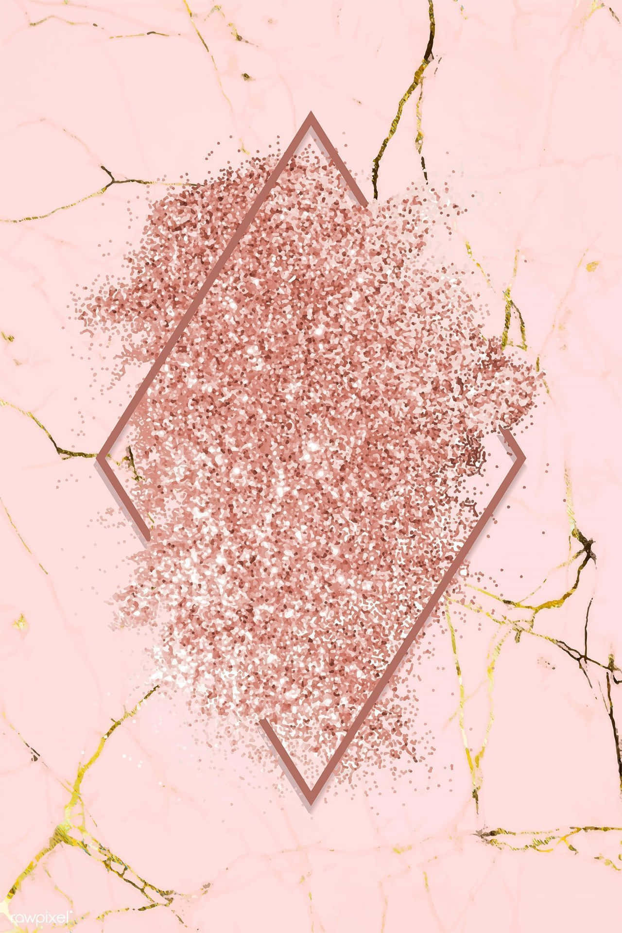 A Pink Marble Background With A Gold Frame Wallpaper