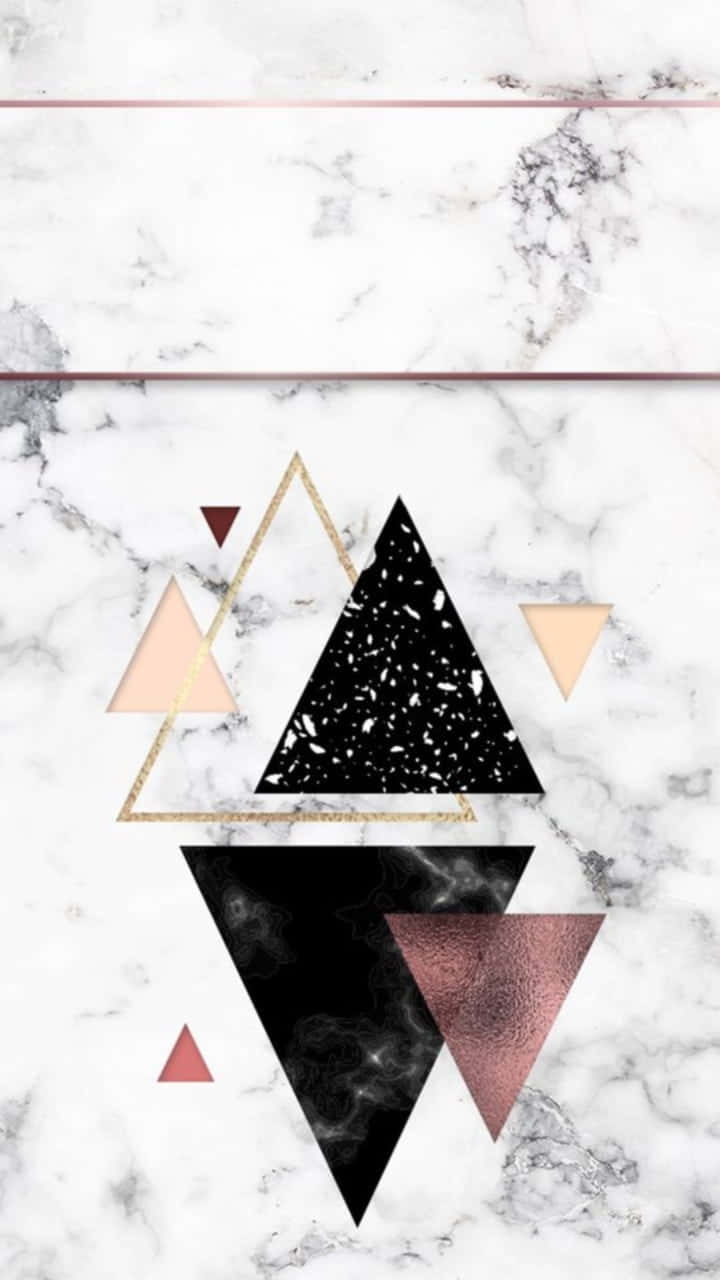 A Marble Background With Black And Gold Triangles Wallpaper