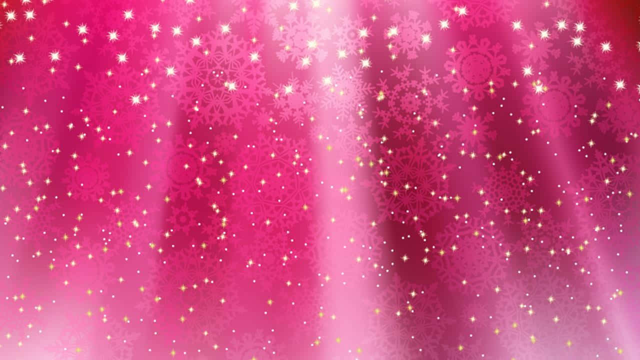 Glitter Pink Snowflakes Light Background