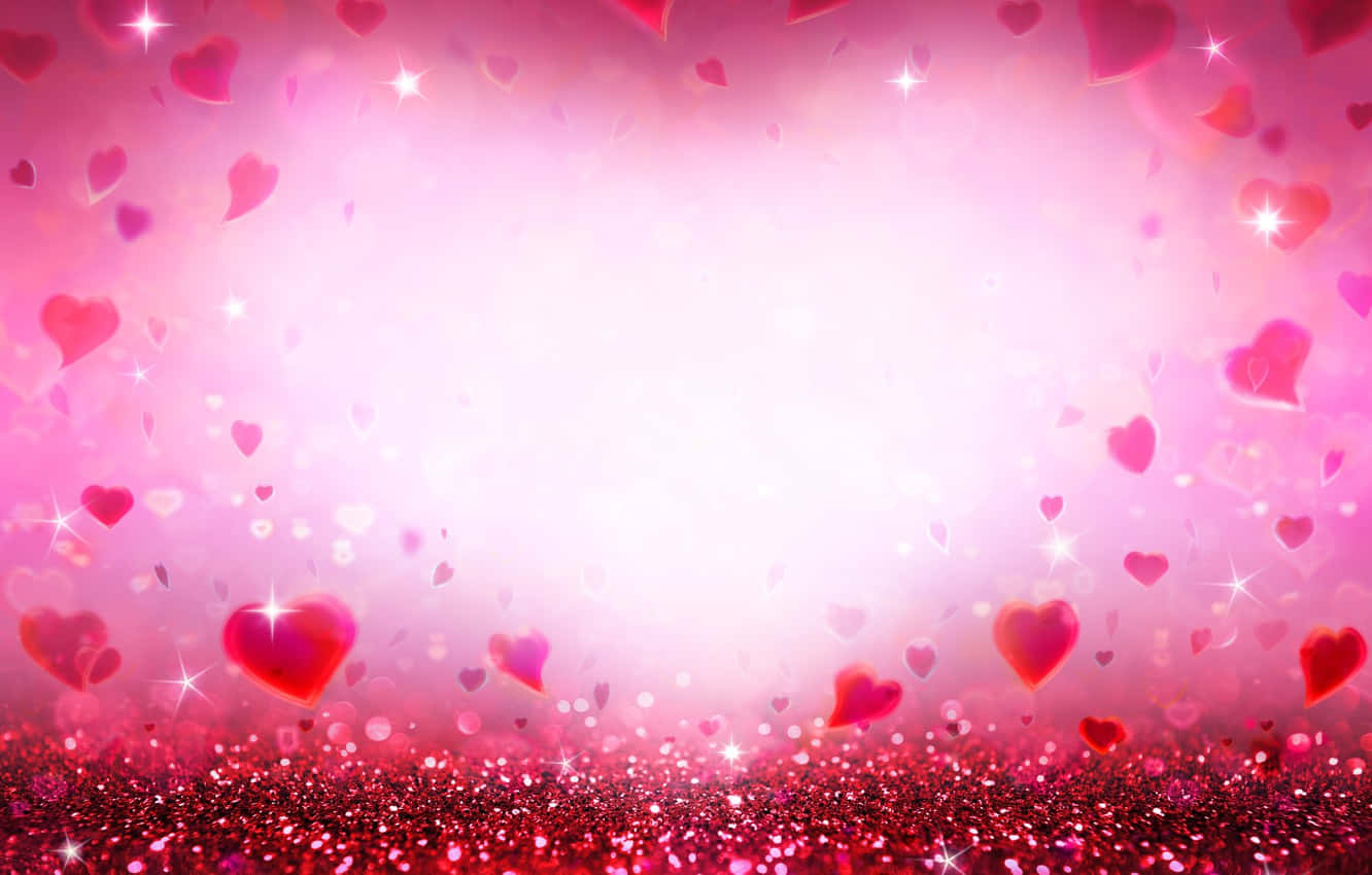 Valentine's Day Background With Hearts And Sparkles Wallpaper